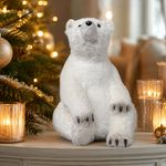 Oso Decorativo Navideño Sentado de 23 x 22 x 31 cm Color Blanco