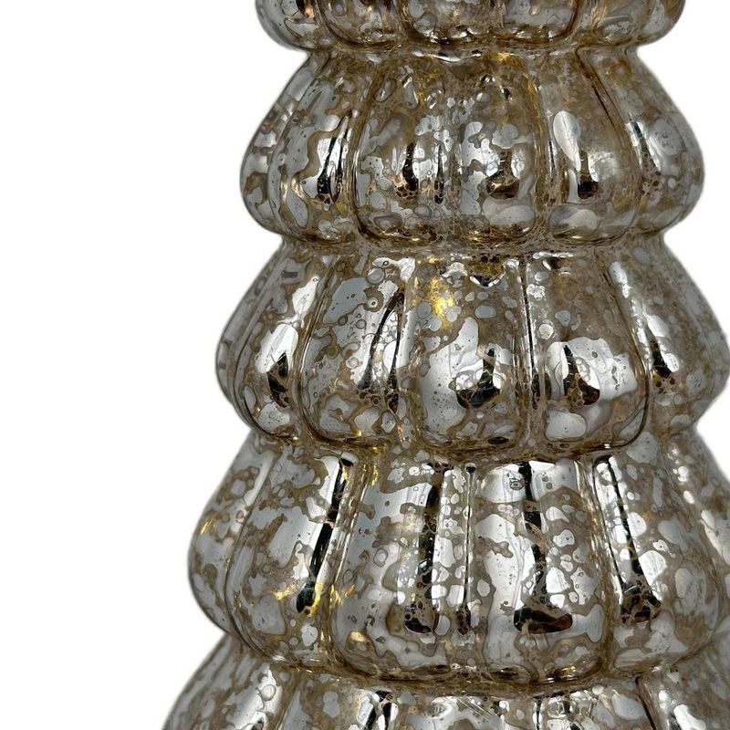 Pino de Vidrio con Luz LED de 37 cm para Decoración Navideña Plata