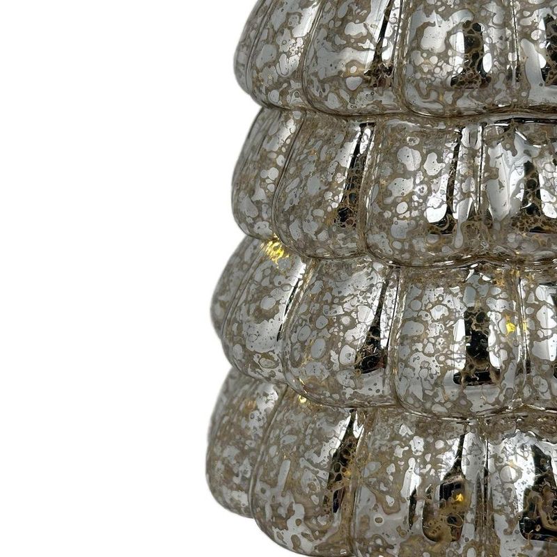 Pino de Vidrio con Luz LED de 37 cm para Decoración Navideña Plata