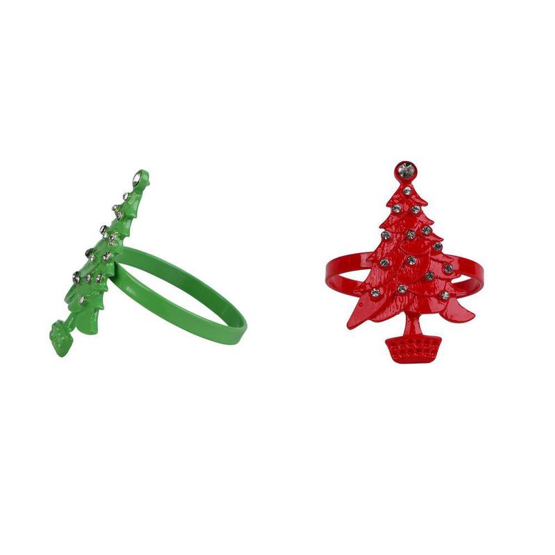 Set de 2 Anillos para Servilleta de Metal con Diseño de Árbol Dorados