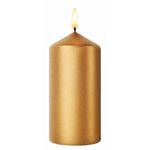 Vela Pilar Dorada para Decoración y Ambientación 12 cm
