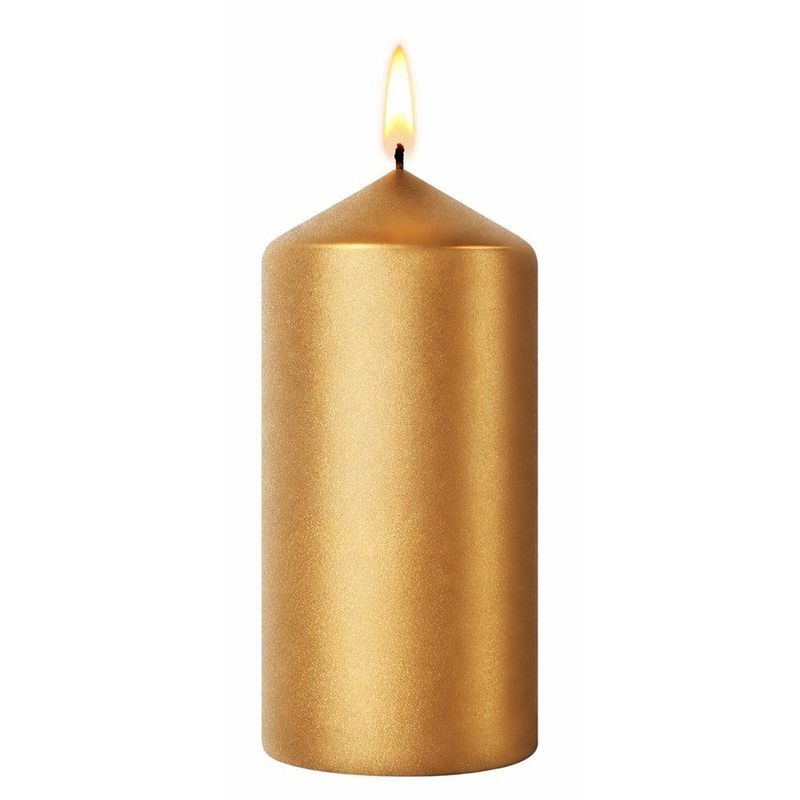Vela Pilar Dorada para Decoración y Ambientación 12 cm