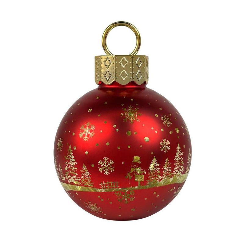 Esfera de Vidrio con Luz LED y Diseño de 21 cm para Decoración Navideña Roja