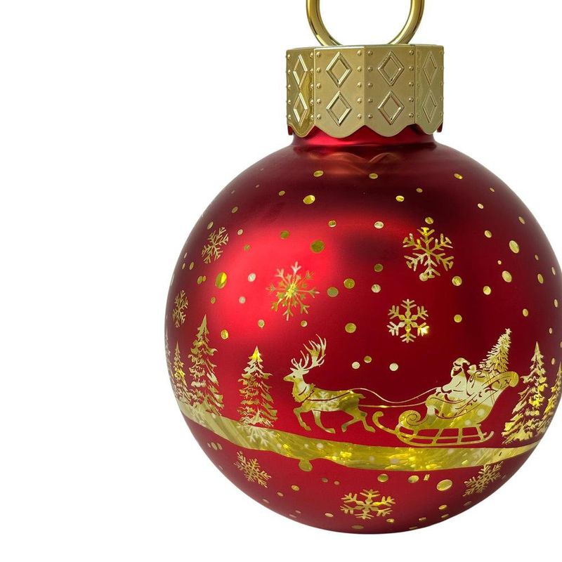 Esfera de Vidrio con Luz LED y Diseño de 21 cm para Decoración Navideña Roja