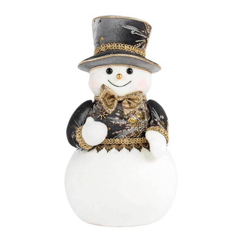 Muñeco de Nieve Decorativo Frosty de 21 x 21 x 38 cm Color Blanco y Gris