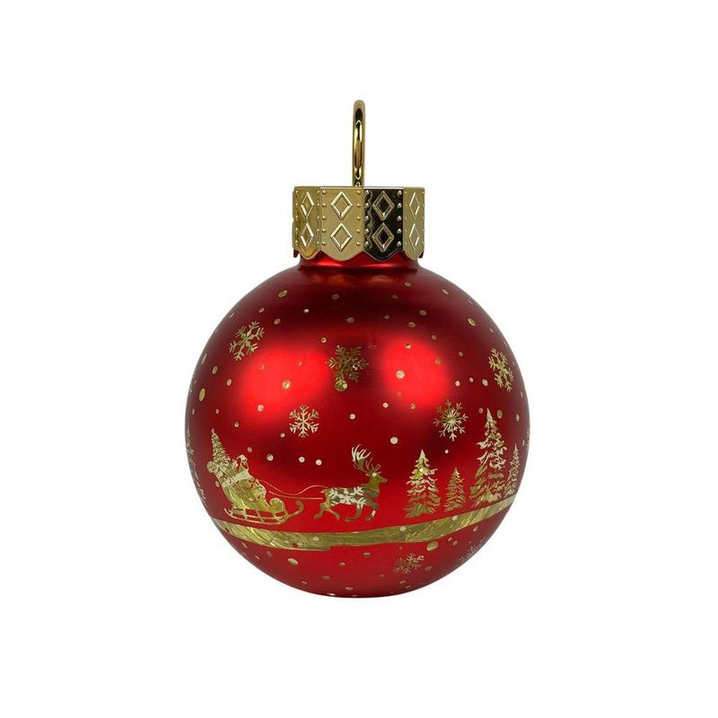 Esfera de Vidrio con Luz LED y Diseño de 21 cm para Decoración Navideña Roja