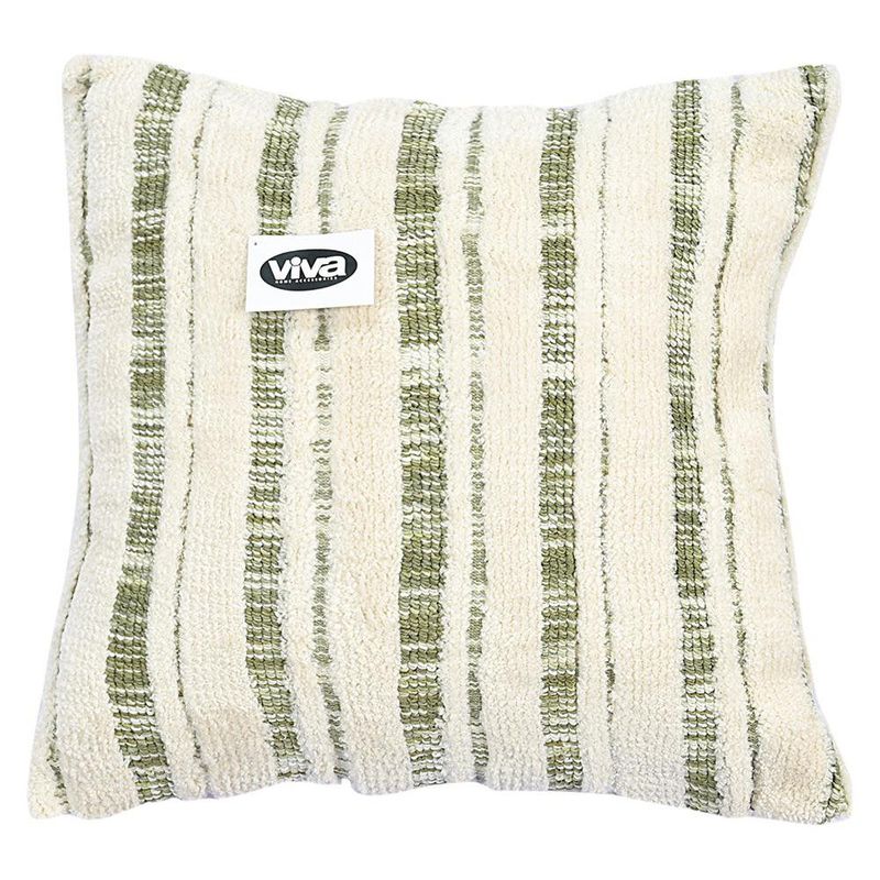Cojín Relleno de 45 × 45 Cm con Diseño de Rayas Color Verde