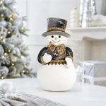 Muñeco de Nieve Decorativo Frosty de 21 x 21 x 38 cm Color Blanco y Gris