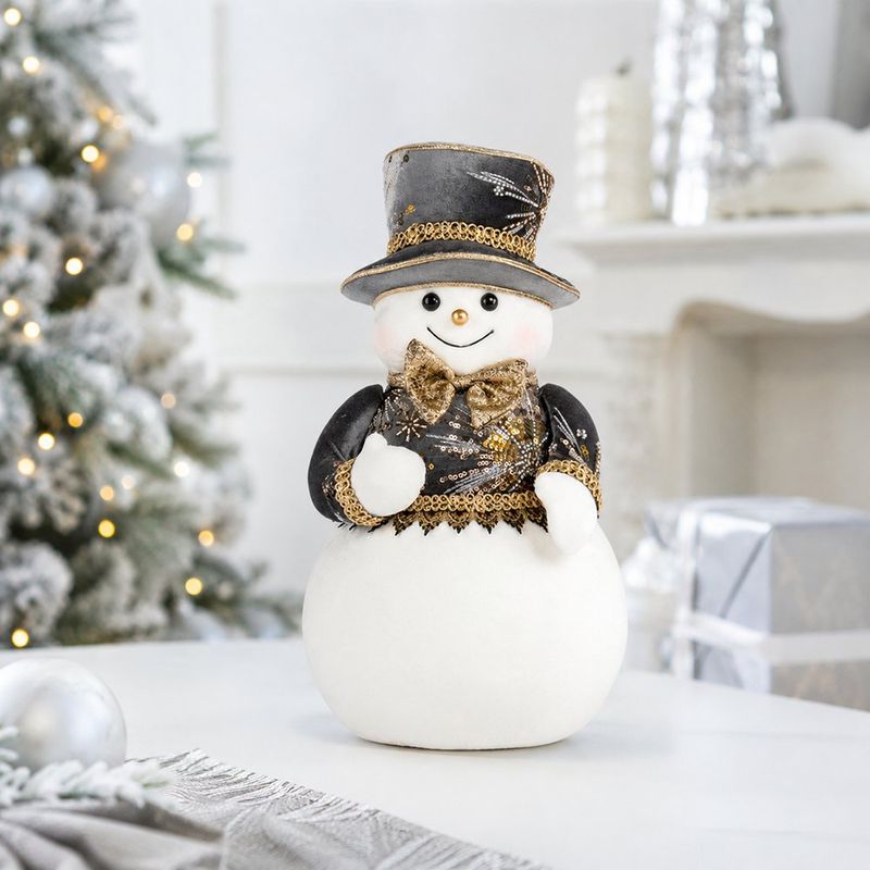 Muñeco de Nieve Decorativo Frosty de 21 x 21 x 38 cm Color Blanco y Gris