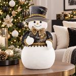 Muñeco de Nieve Decorativo Frosty de 21 x 21 x 38 cm Color Blanco y Gris