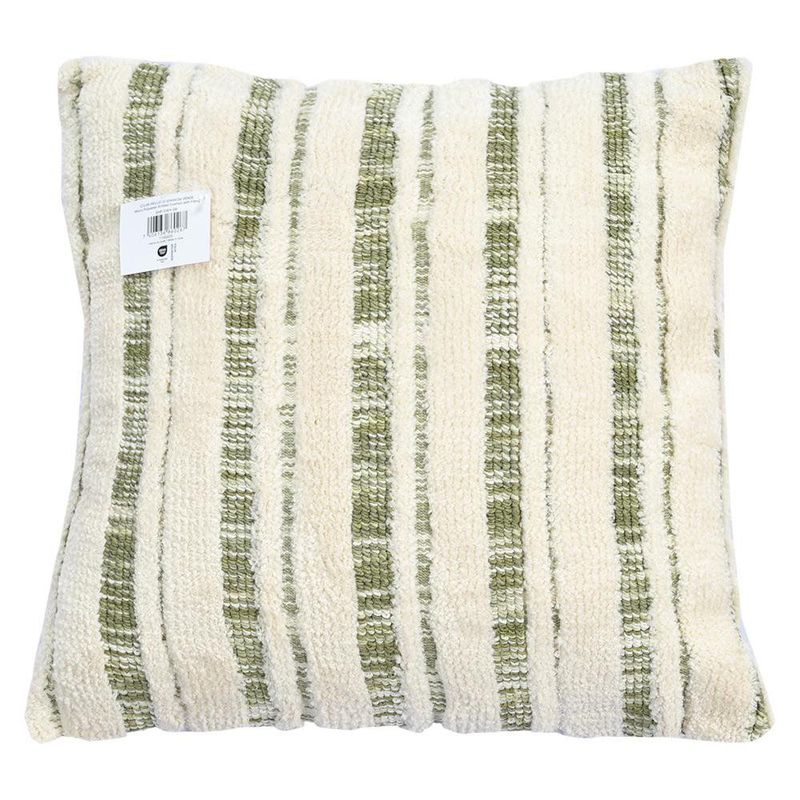Cojín Relleno de 45 × 45 Cm con Diseño de Rayas Color Verde