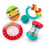 Set de 4 Sonajeros Sensoriales Multicolor Estimula Todos los Sentidos para Bebés 3+ Meses