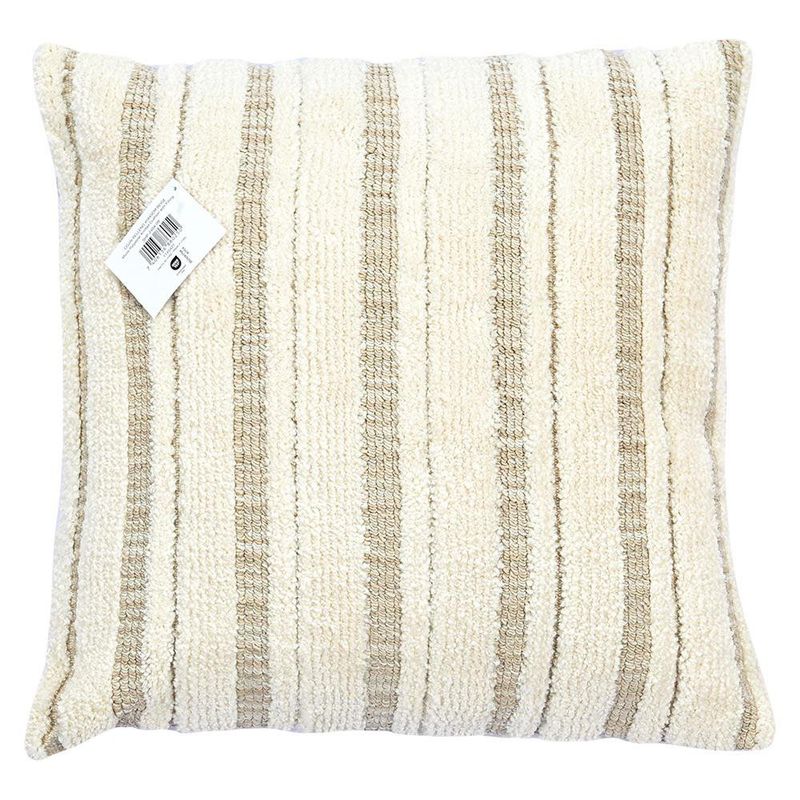 Cojín Relleno de 45 × 45 Cm con Diseño de Rayas Color Beige