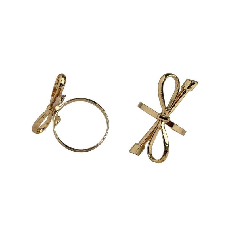 Set de 2 Anillos para Servilleta de Metal con Diseño de Moña Dorados