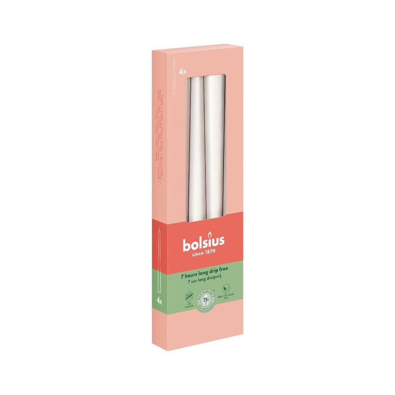Set de 4 Velas Taper Blancas de 24.5 cm