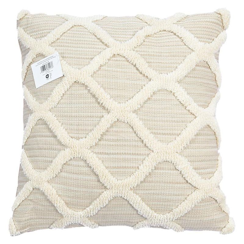 Cojín Relleno de 45 x 45 Cm Patrón Geométrico Color Beige