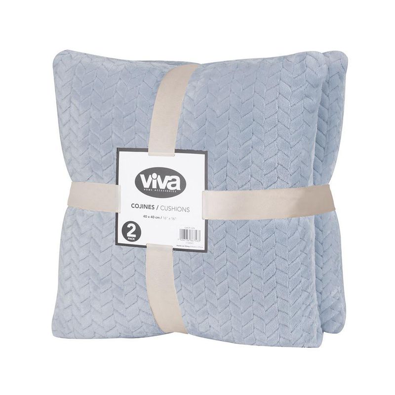 Set de 2 Cojines de 40 x 40 Cm con Diseño de Espiga Color Azul