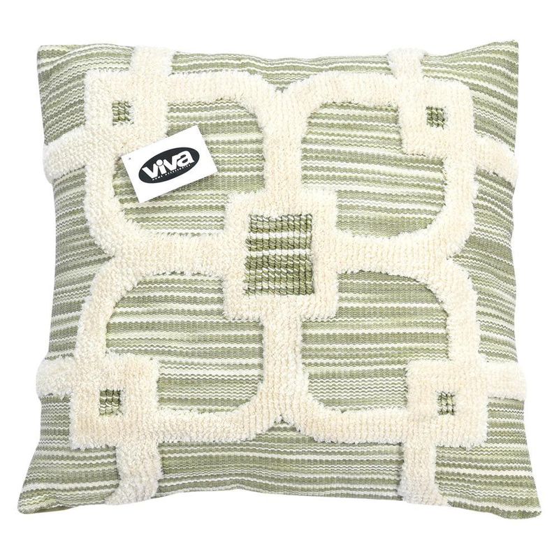 Cojín Relleno de 45 × 45 Cm con Diseño Geométrico Color Verde