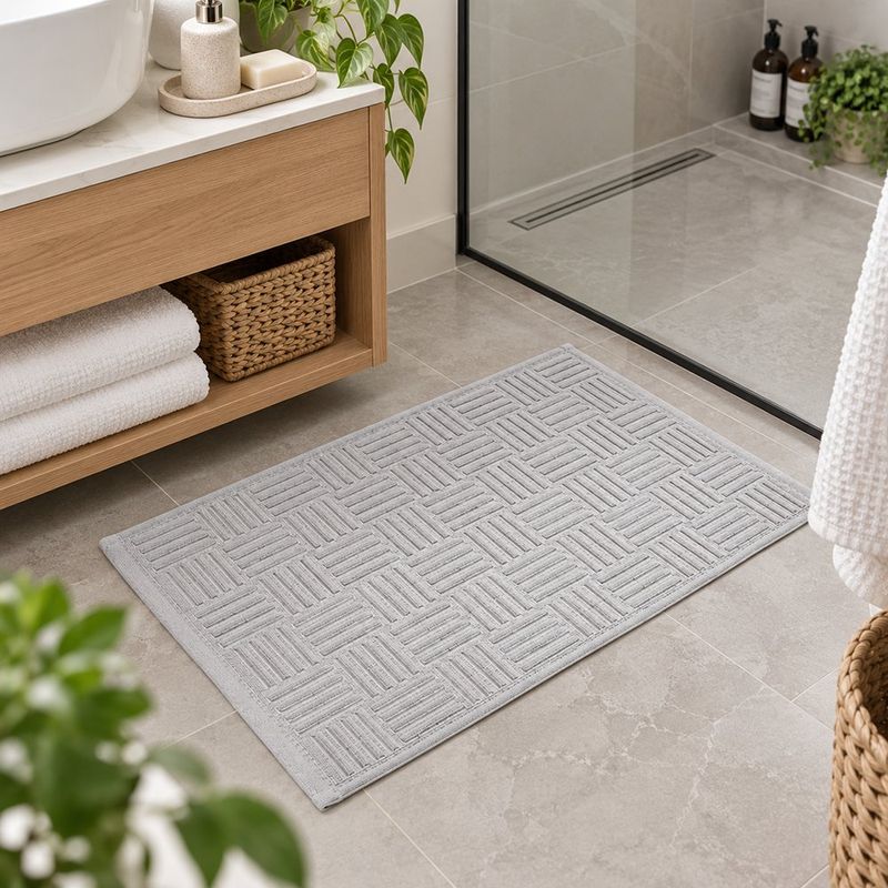 Alfombra de Baño Diseño Líneas 40 x 70 Cm Color Gris