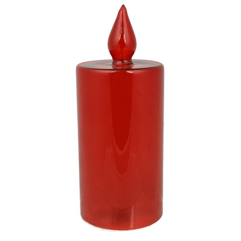 Vela Decorativa LED Navideña de Vidrio de 19.5 cm Acabado Rojo