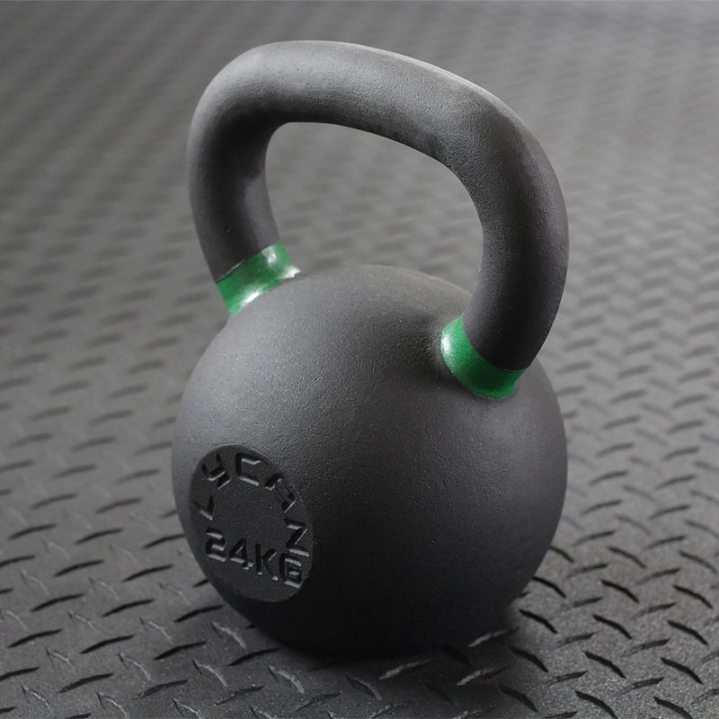 Kettlebell de Hierro Fundido 24 Kg para Levantamiento de Pesas Negro