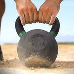 Kettlebell de Hierro Fundido 24 Kg para Levantamiento de Pesas Negro