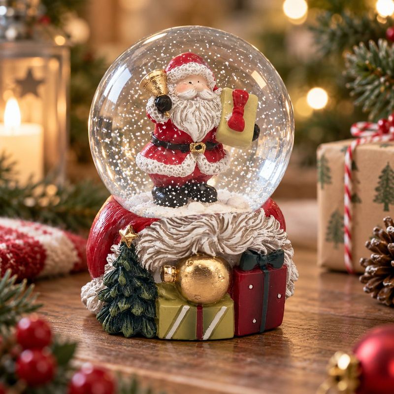 Bola de Agua Navideña con Santa y Regalos Decorativos de 4.5 cm