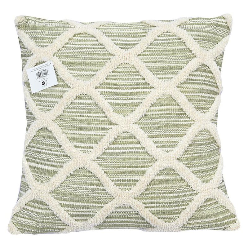 Cojín Relleno de 45 x 45 Cm Patrón Geométrico Color Verde