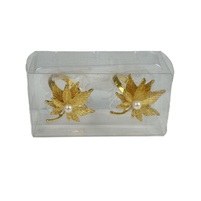 Set de 2 Anillos para Servilleta de Metal con Diseño de Pascua Dorados