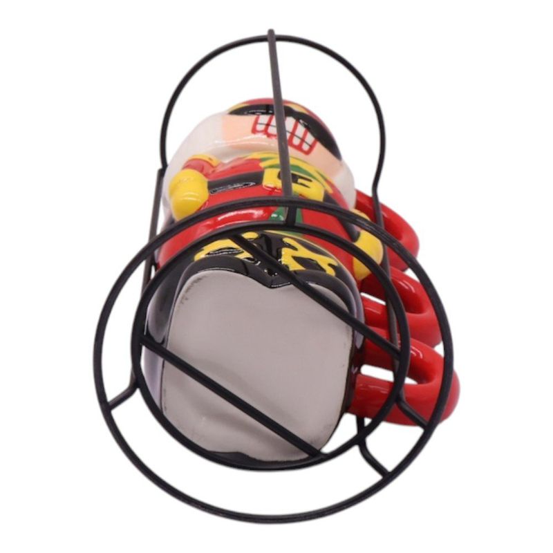 Set de 3 Tazas de Cerámica de 3.8 oz con Rack Diseño Cascanueces Color Rojo y Verde