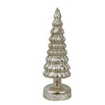 Pino de Vidrio con Luz LED de 27.2 cm para Decoración Navideña Plata