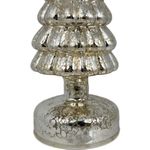 Pino de Vidrio con Luz LED de 27.2 cm para Decoración Navideña Plata