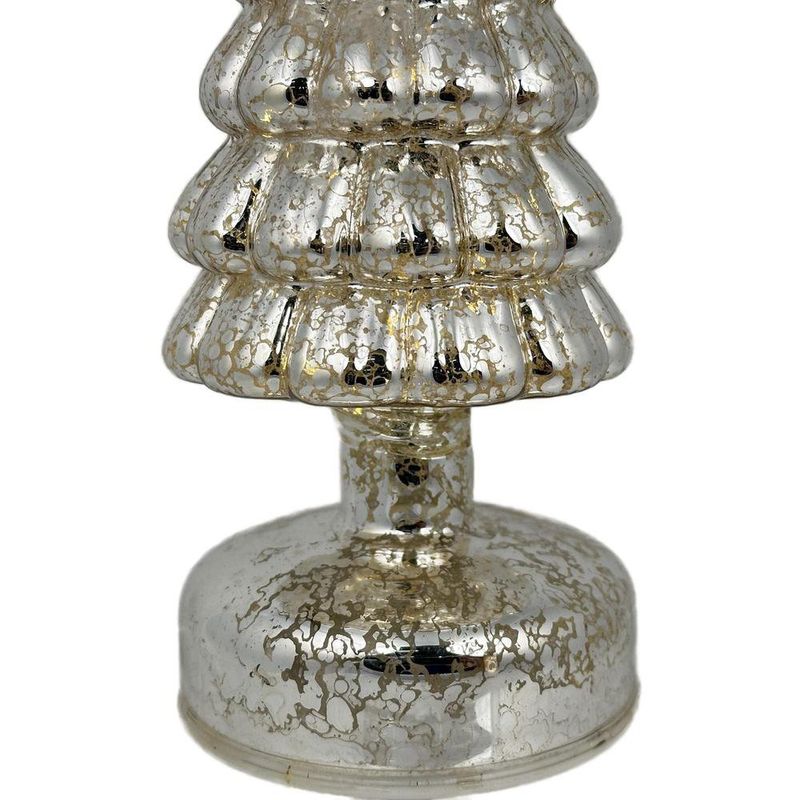 Pino de Vidrio con Luz LED de 27.2 cm para Decoración Navideña Plata