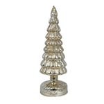 Pino de Vidrio con Luz LED de 27.2 cm para Decoración Navideña Plata