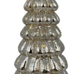 Pino de Vidrio con Luz LED de 27.2 cm para Decoración Navideña Plata
