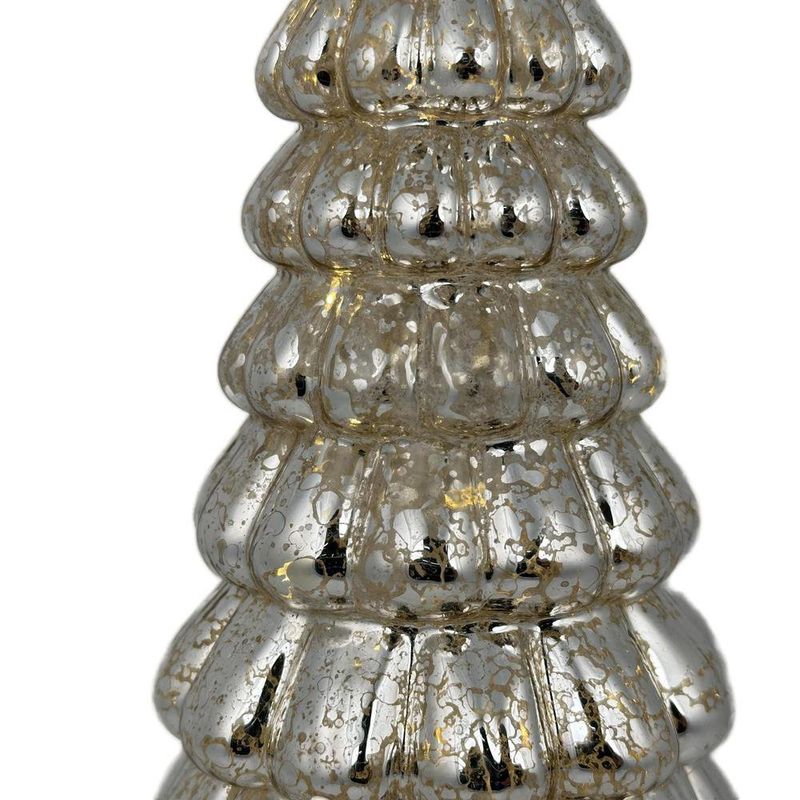 Pino de Vidrio con Luz LED de 27.2 cm para Decoración Navideña Plata