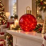 Esfera de Vidrio con Luz LED de 35 cm para Decoración Navideña Roja