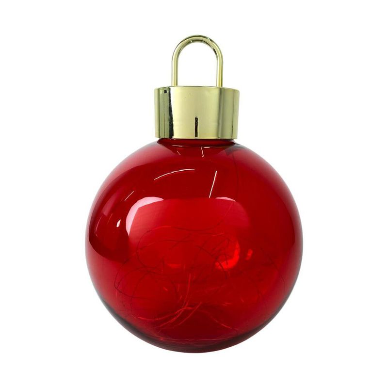 Esfera de Vidrio con Luz LED de 35 cm para Decoración Navideña Roja