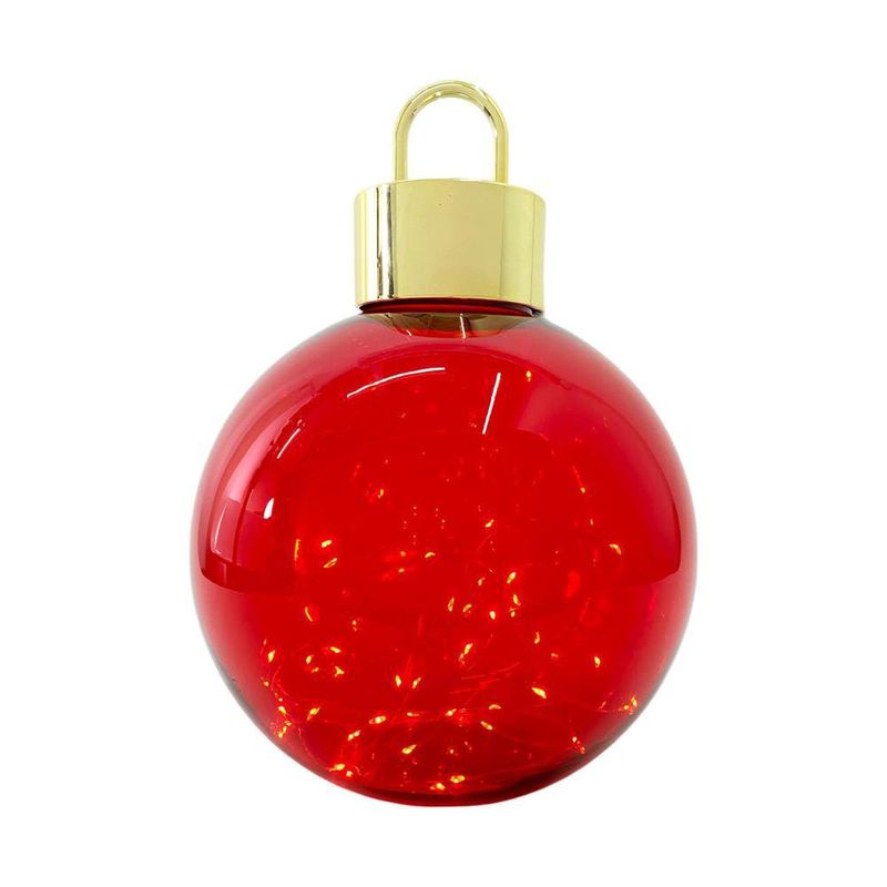 Esfera de Vidrio con Luz LED de 35 cm para Decoración Navideña Roja