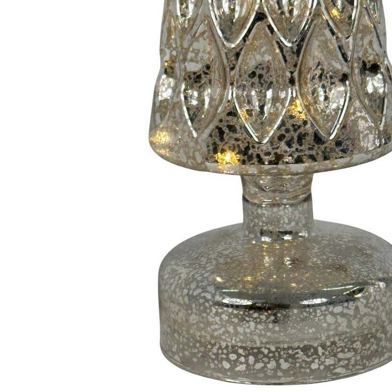 Pino de Vidrio con Luz LED de 32 cm para Decoración Navideña Plata