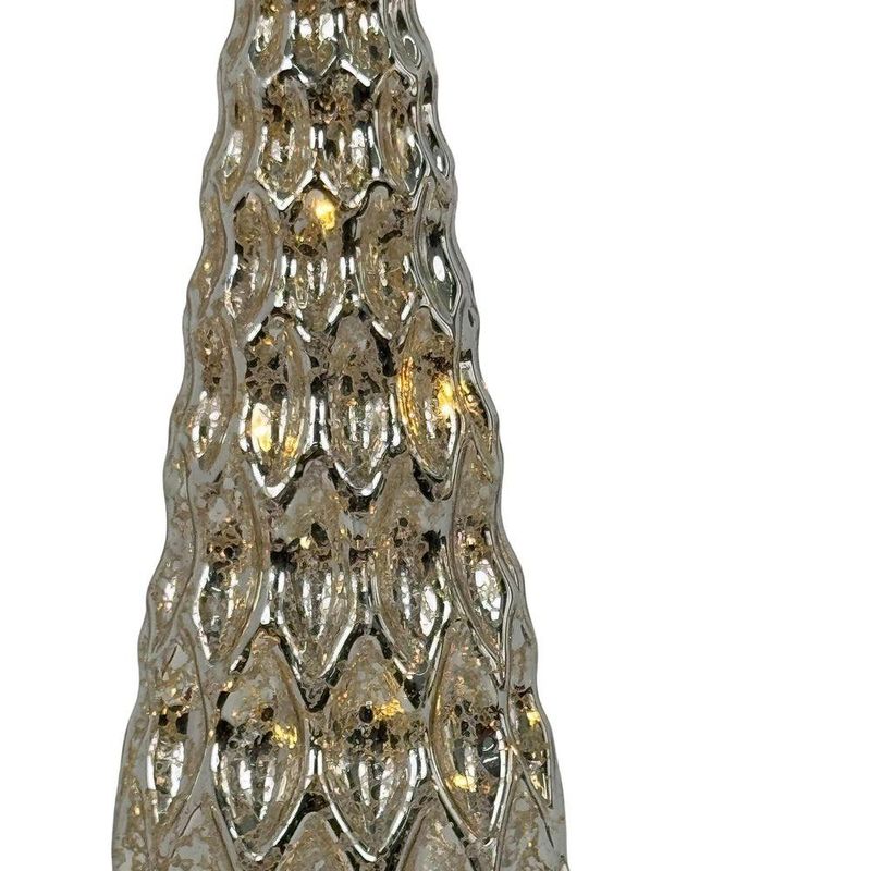Pino de Vidrio con Luz LED de 32 cm para Decoración Navideña Plata