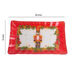 Bandeja Rectangular Navideña con Cascanueces 25 x 15 cm