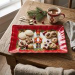 Bandeja Rectangular Navideña con Cascanueces 25 x 15 cm