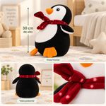 Peluche de Pingüino Navideño con Bufanda Roja 30 Cm para Niños Color Blanco y Negro