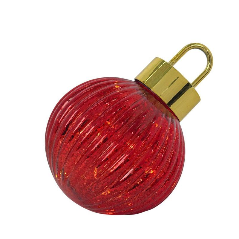 Esfera de Vidrio Inclinada con Luz LED de 13 cm para Decoración Navideña Roja
