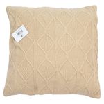 Cojín Relleno Tejido de 45 x 45 Cm con Diseño de Rombos Color Beige
