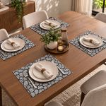 Individual para Mesa Diseño Escamado de Hojas PVC 30x45 Cm Blanco y Negro