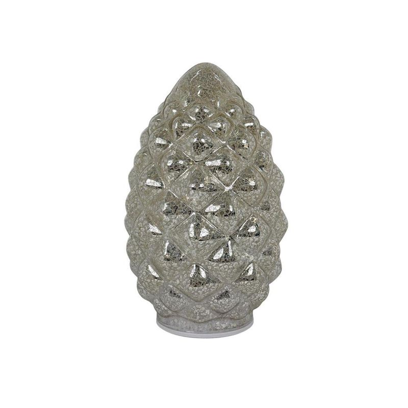 Piña de Vidrio con Luz LED de 24 cm para Decoración Navideña Plata