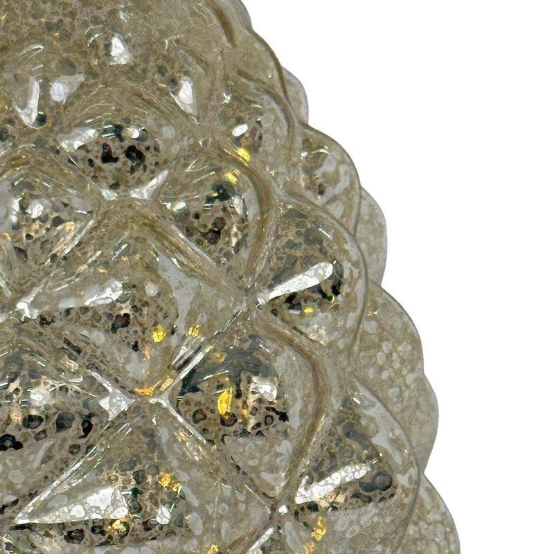 Piña de Vidrio con Luz LED de 24 cm para Decoración Navideña Plata