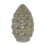 Piña de Vidrio con Luz LED de 24 cm para Decoración Navideña Plata